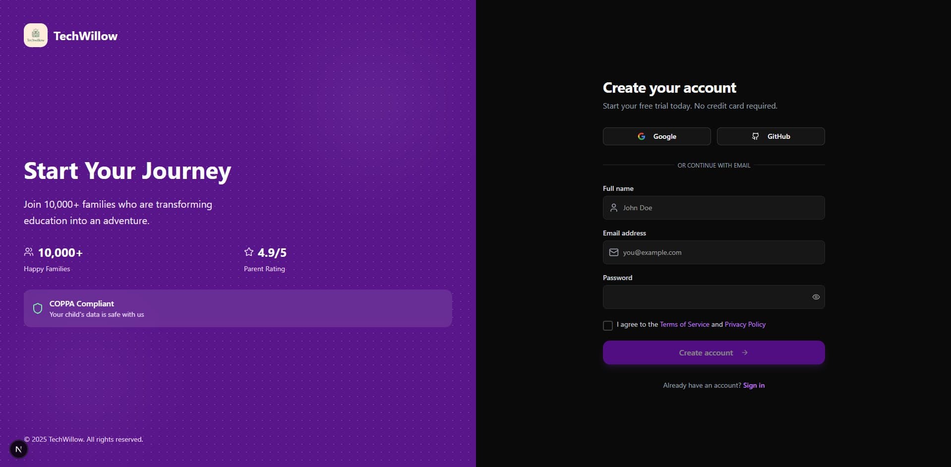 Create Your Free Account